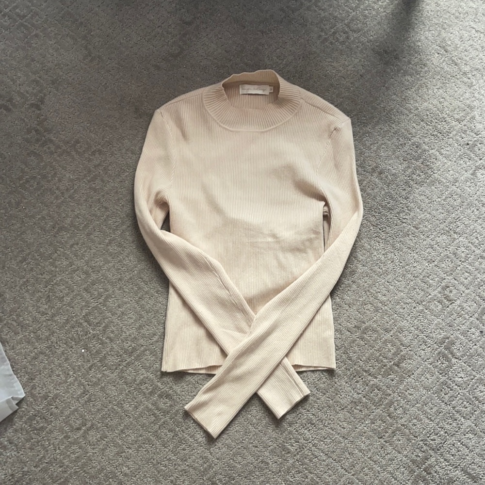 Beige Botany Open Back Turtle Neck